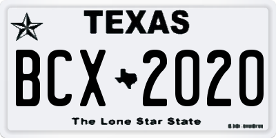 TX license plate BCX2020