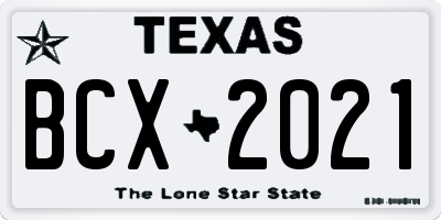 TX license plate BCX2021