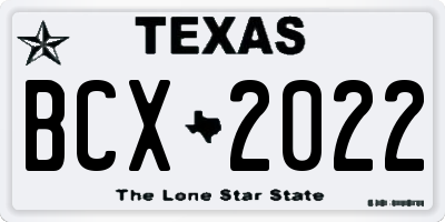 TX license plate BCX2022