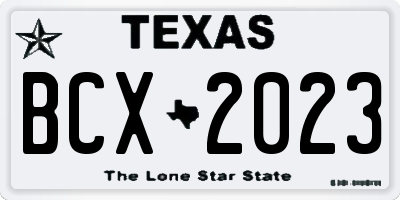 TX license plate BCX2023