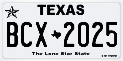 TX license plate BCX2025