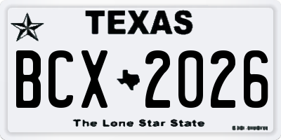 TX license plate BCX2026