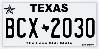 TX license plate BCX2030