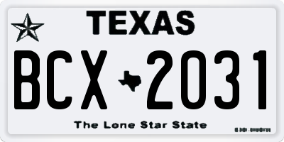 TX license plate BCX2031