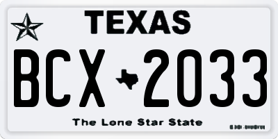 TX license plate BCX2033