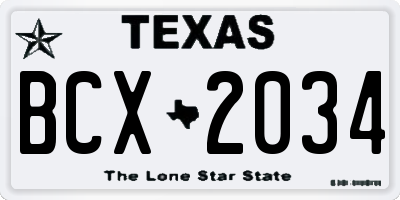 TX license plate BCX2034