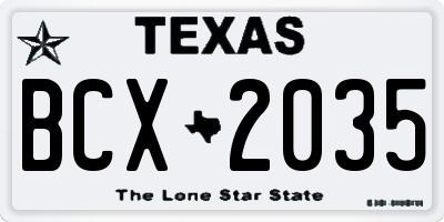 TX license plate BCX2035