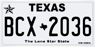 TX license plate BCX2036