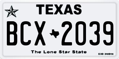 TX license plate BCX2039