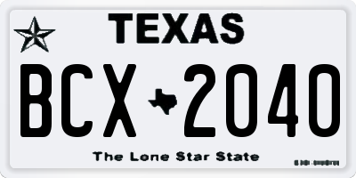 TX license plate BCX2040