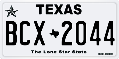 TX license plate BCX2044
