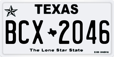 TX license plate BCX2046