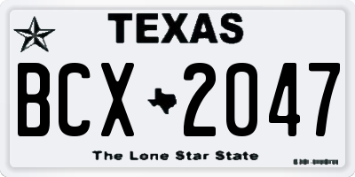 TX license plate BCX2047