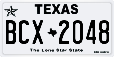 TX license plate BCX2048