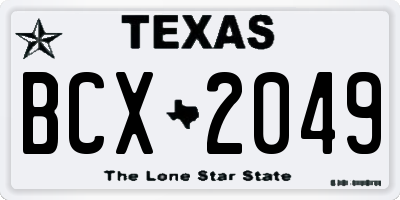 TX license plate BCX2049