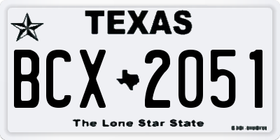 TX license plate BCX2051