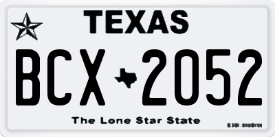 TX license plate BCX2052