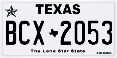 TX license plate BCX2053