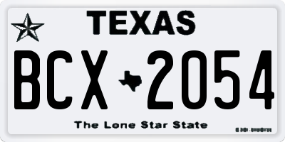 TX license plate BCX2054