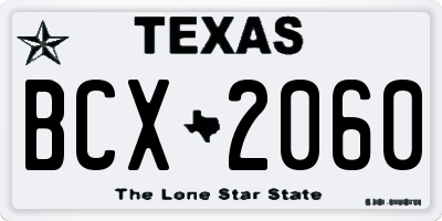 TX license plate BCX2060