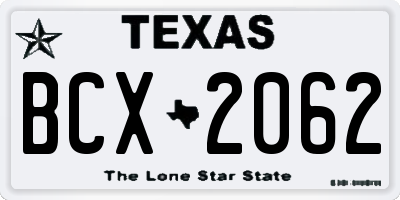 TX license plate BCX2062