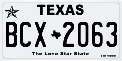 TX license plate BCX2063