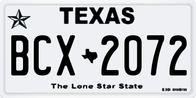 TX license plate BCX2072