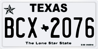 TX license plate BCX2076
