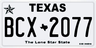 TX license plate BCX2077