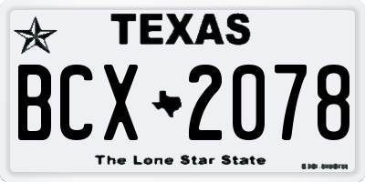 TX license plate BCX2078