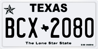 TX license plate BCX2080
