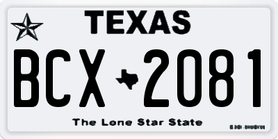 TX license plate BCX2081