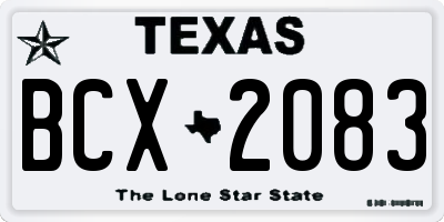 TX license plate BCX2083