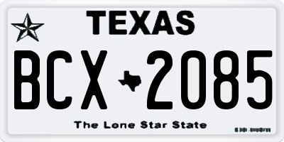 TX license plate BCX2085