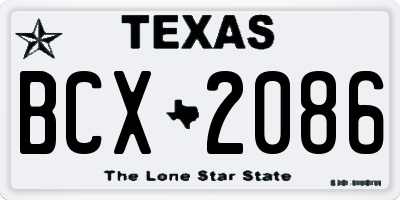 TX license plate BCX2086