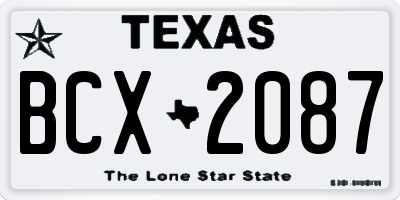 TX license plate BCX2087