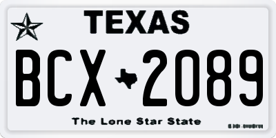 TX license plate BCX2089