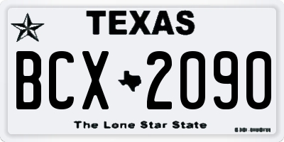 TX license plate BCX2090