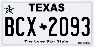 TX license plate BCX2093