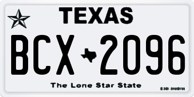 TX license plate BCX2096