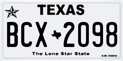 TX license plate BCX2098
