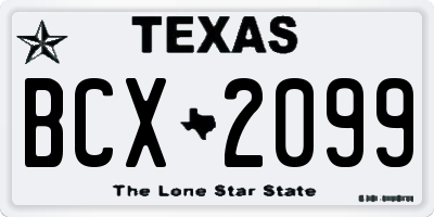 TX license plate BCX2099