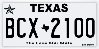 TX license plate BCX2100