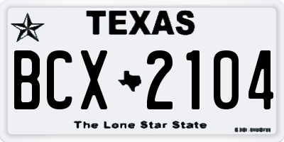 TX license plate BCX2104