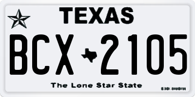 TX license plate BCX2105
