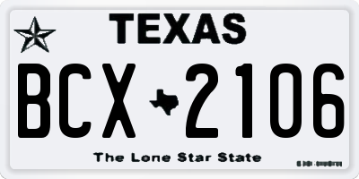 TX license plate BCX2106