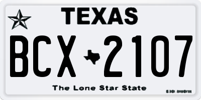 TX license plate BCX2107
