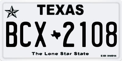TX license plate BCX2108