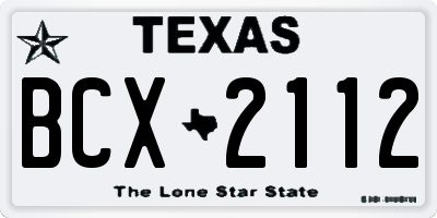 TX license plate BCX2112