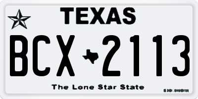 TX license plate BCX2113